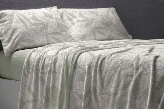 JUEGO SABANAS CORALINA 994 VERDE BURRITO BLANCO