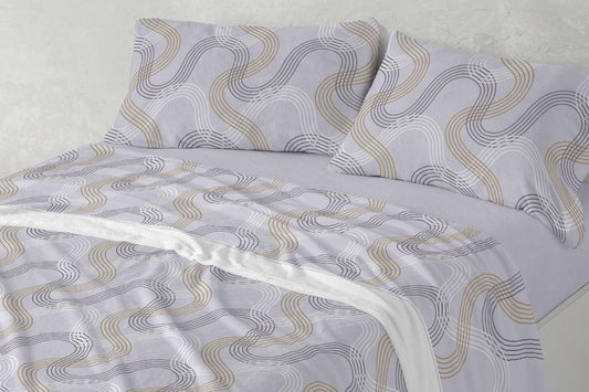 JUEGO SABANAS NACARINA 026 LAVANDA BURRITO BLANCO