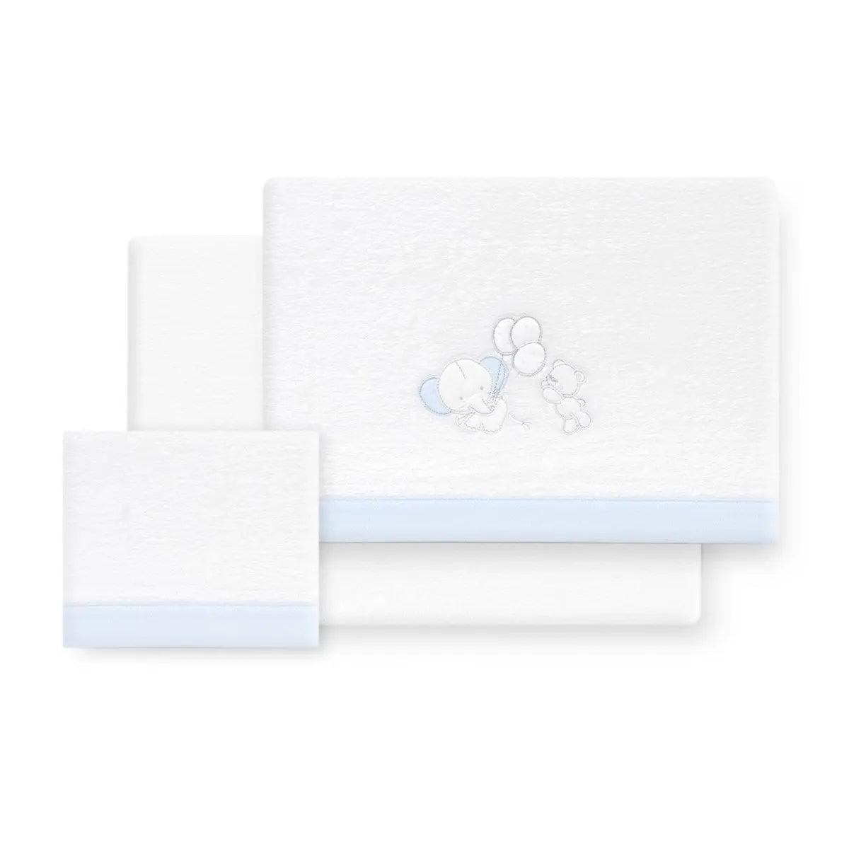 TRIPTICO CORALINA MINICUNA OSO ELEFANTE GLOBOS BCO/AZUL INTERBABY