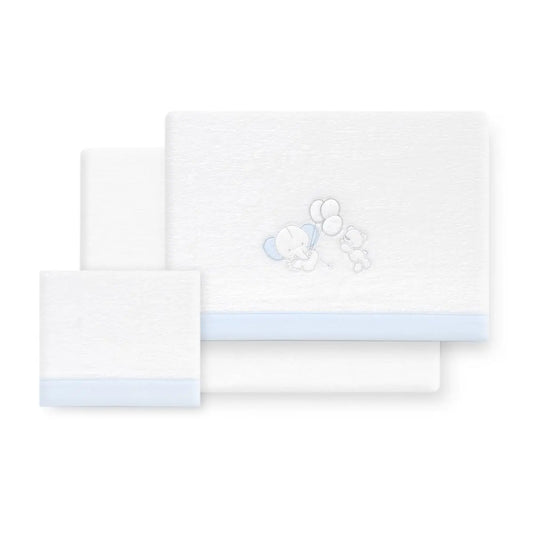 TRIPTICO CORALINA MINICUNA OSO ELEFANTE GLOBOS BCO/AZUL INTERBABY