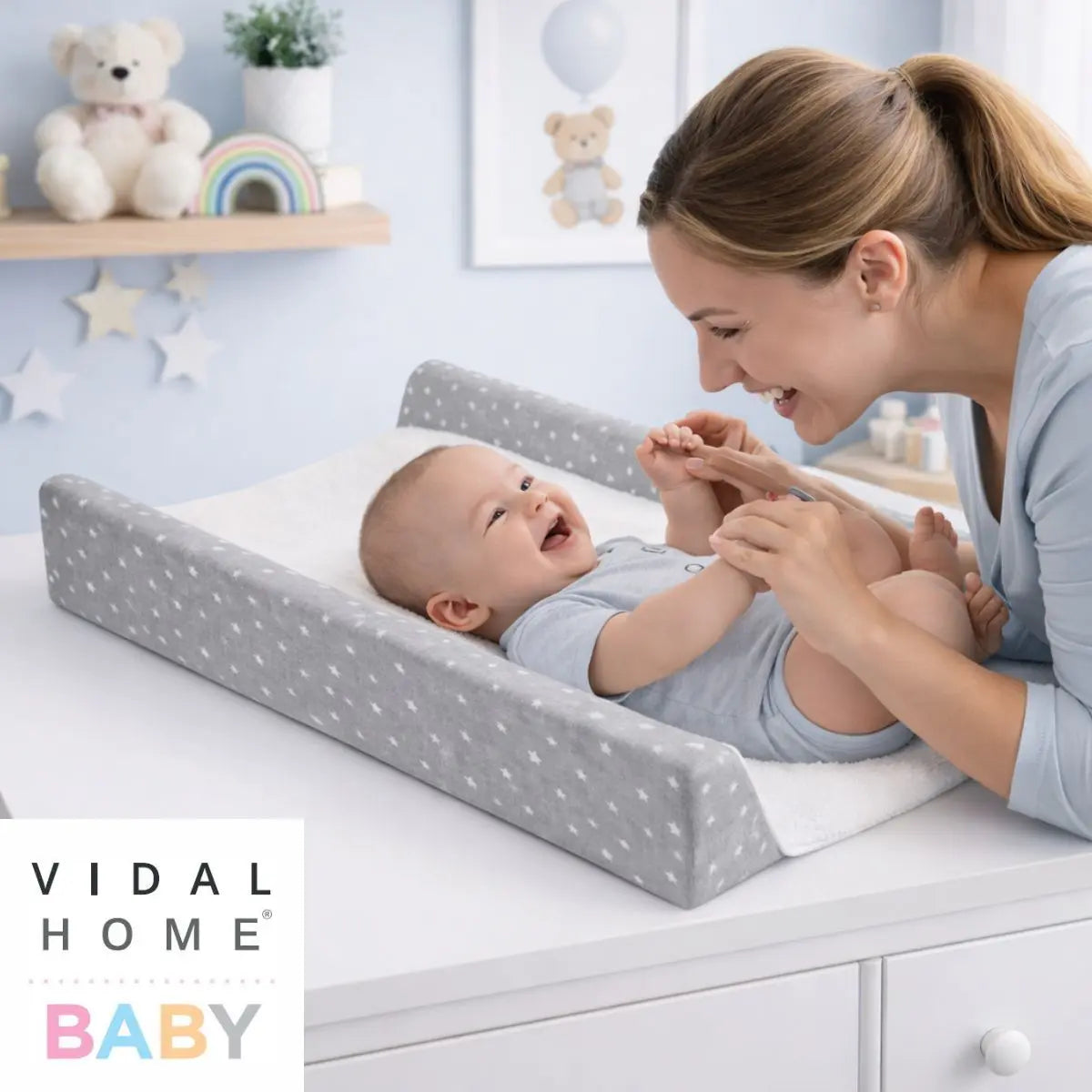 FUNDA CAMBIADOR BAÑERA FCB-EST-PEQ BLANCO/GRIS 50X80 VIDAL HOME BABY