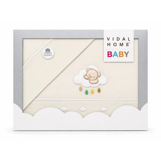 JUEGO DE SABANAS TELA CUNA 11060 BEIGE VIDAL HOME BABY