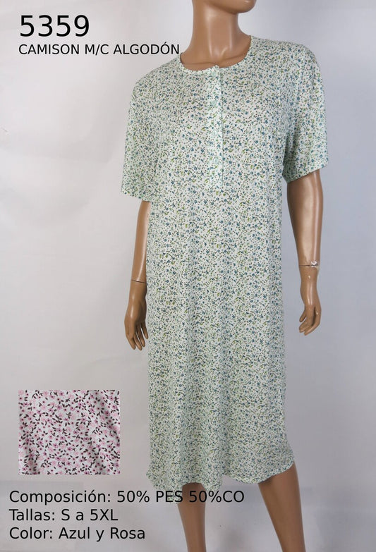 CAMISÓN ALGODÓN FLORAL MANGA CORTA 5359 LIN