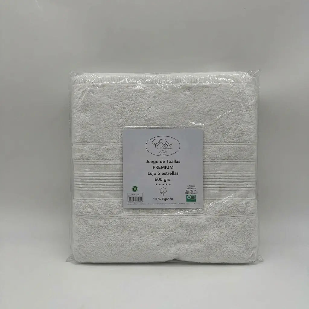 JUEGO DE TOALLAS 3 PZ 600 GR BLANCO ELITE COLLECTION