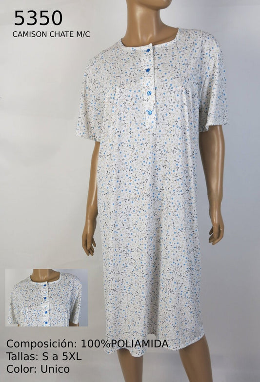 CAMISÓN CHATE FLOR CLARAS MANGA CORTA 5350 LIN
