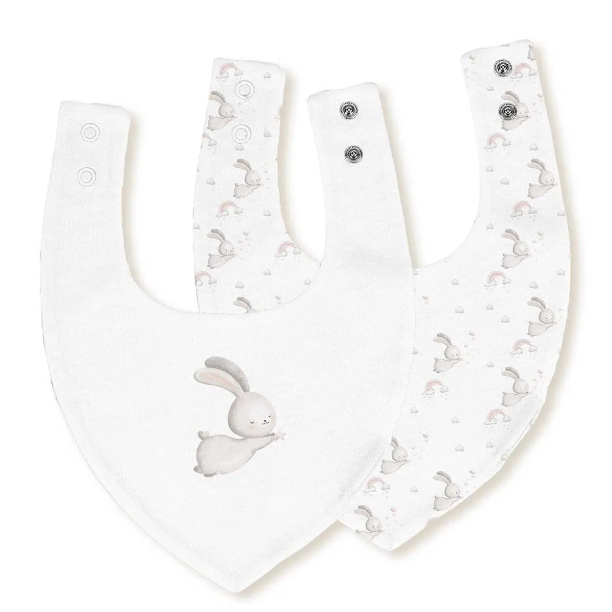 PACK 2 BABEROS BANDANA 343 20X30 CONEJITO ESTRELLA BCO/ROSA INTERBABY