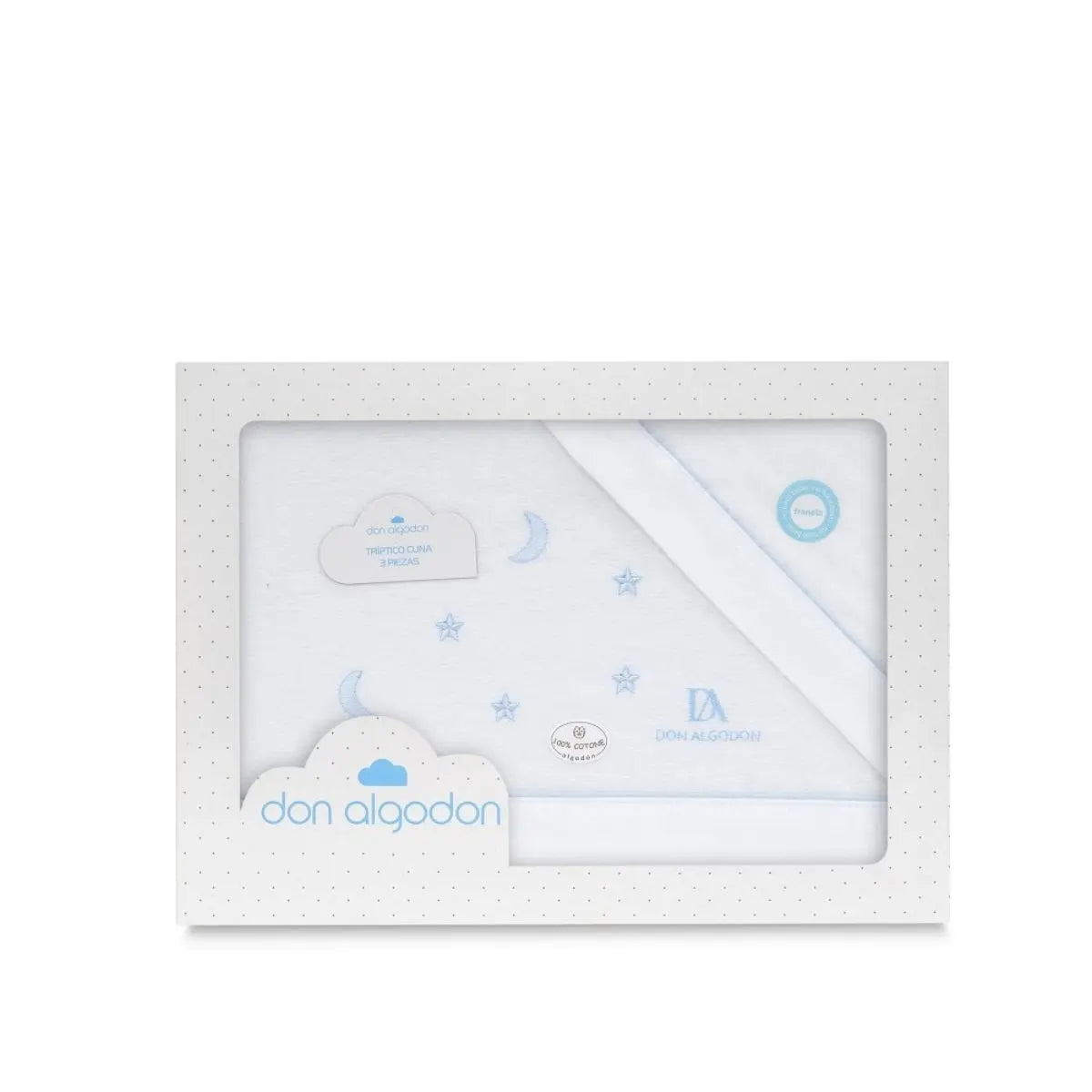 TRIPTICO FRANELA MULTI ESTRELLAS LUNA BCO/AZUL DON ALGODON