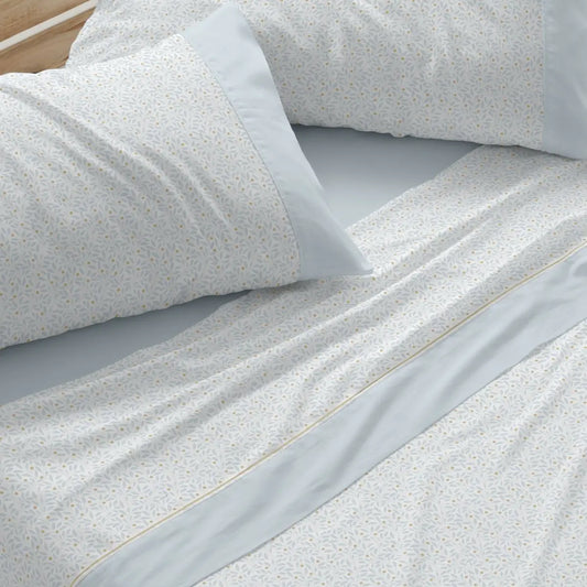 JUEGO DE SABANAS TELA 549 AZUL BURRITO BLANCO