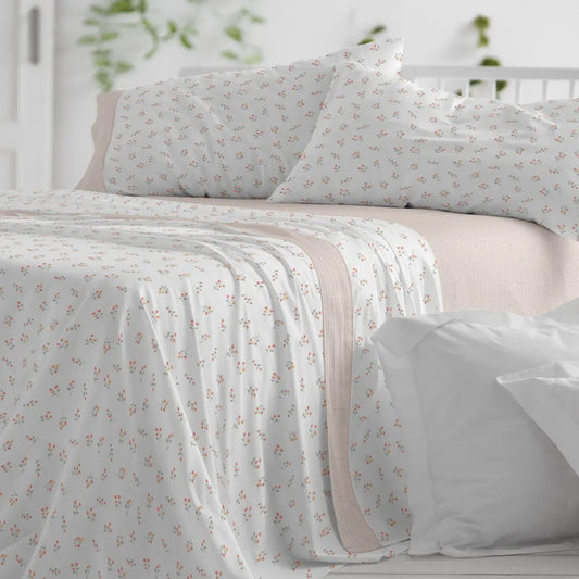 JUEGO DE SABANAS TELA 545 CORAL BURRITO BLANCO