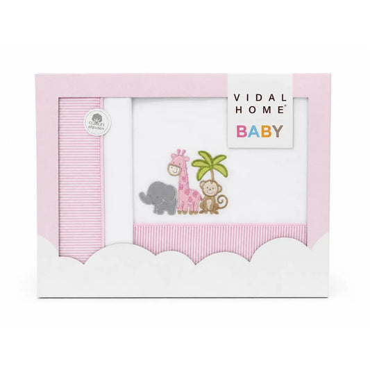 JUEGO DE SABANAS TELA 11054 BLANCO/ROSA VIDAL HOME BABY