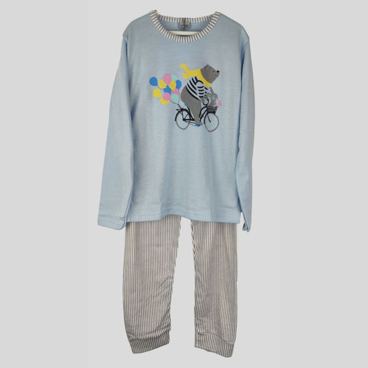 PIJAMA NIÑA 7007 OSO BICICLETA CELESTE ENTREDOS