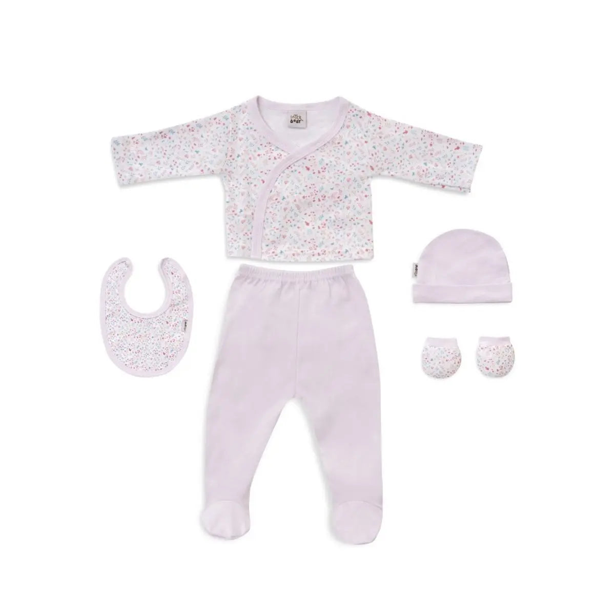 SET REGALO 5 PIEZAS ALGODON PETALOS FLORES ROSA INTERBABY