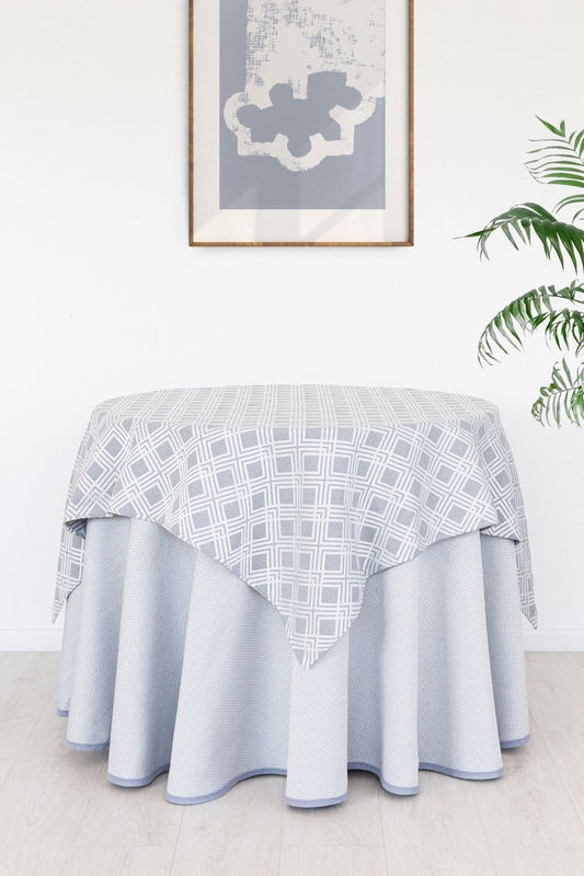 SET FALDA MESA CAMILLA JACQUARD + MANTEL 4049 UTOPIA GRIS C/91 PIELSA
