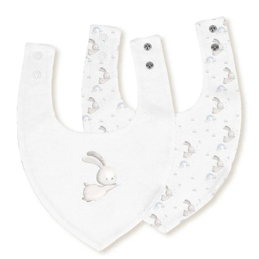 PACK 2 BABEROS BANDANA 343 20X30 CONEJITO ESTRELLA BCO/AZUL INTERBABY