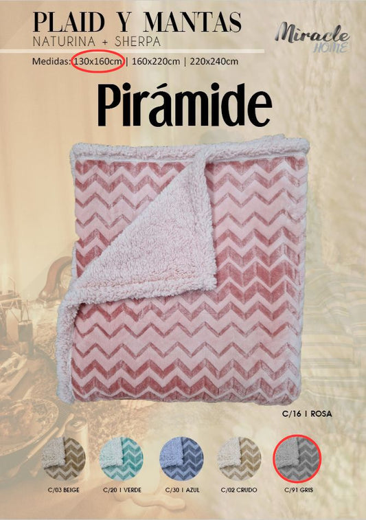 MANTA PLAID PIRÁMIDE 130X160 GRIS MIRACLE