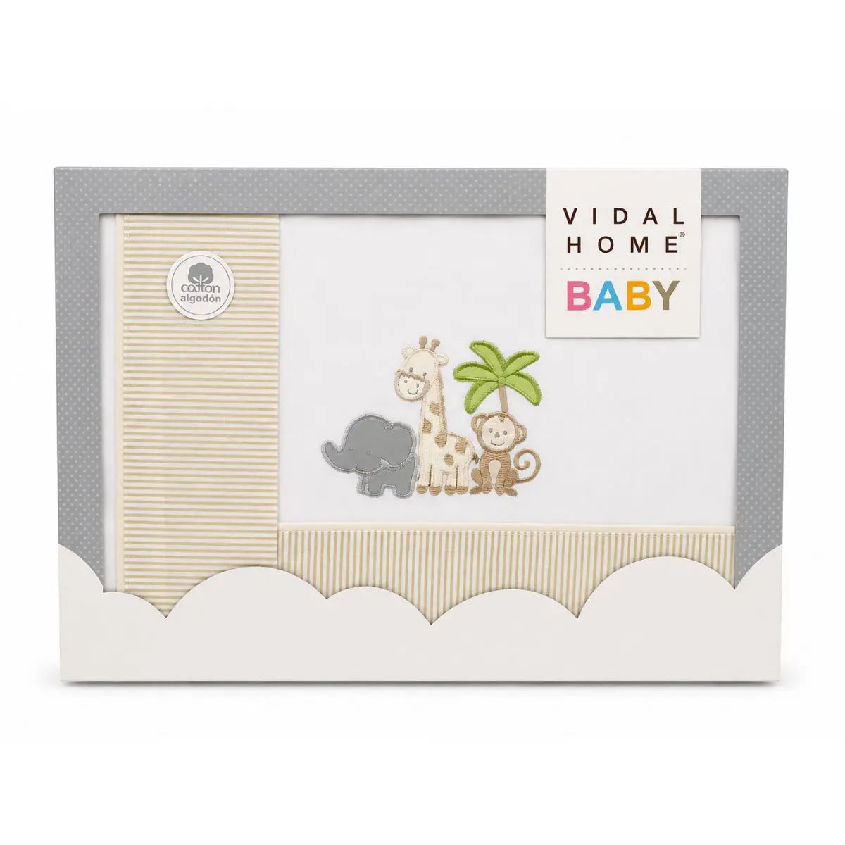 JUEGO DE SABANAS TELA 11054 BLANCO/BEIGE VIDAL HOME BABY