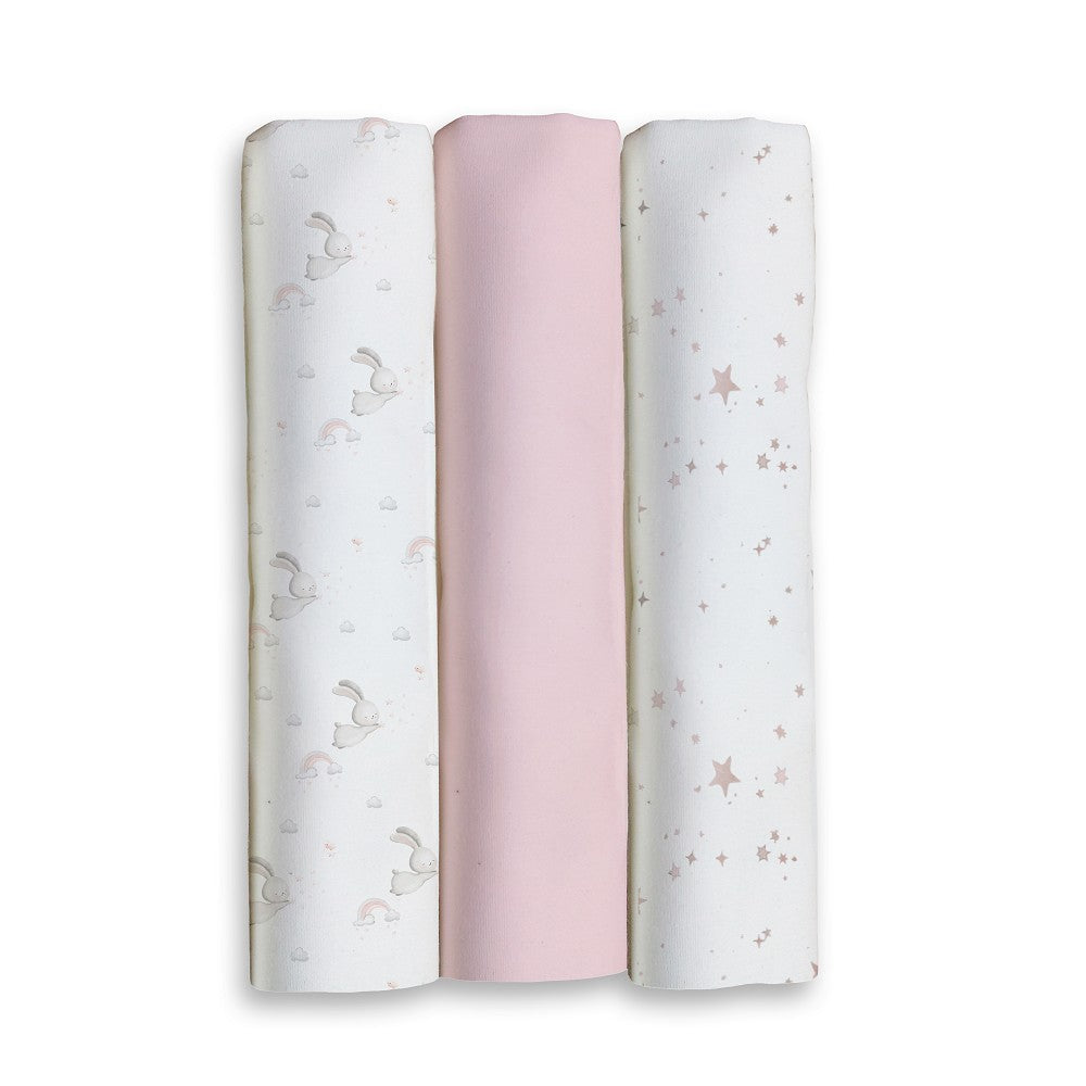 PACK 3 GASAS 80X80 CONEJITOS ESTRELLAS ROSA INTERBABY