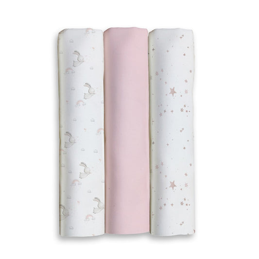 PACK 3 GASAS 80X80 CONEJITOS ESTRELLAS ROSA INTERBABY