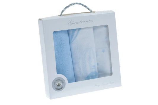 PACK 3 GASAS ESTAMPADAS 70X70 10812 AZUL GAMBERRITOS
