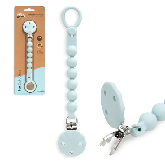 CHUPETERO SILICONA CADENA SI018 AZUL GRISACEO INTERBABY