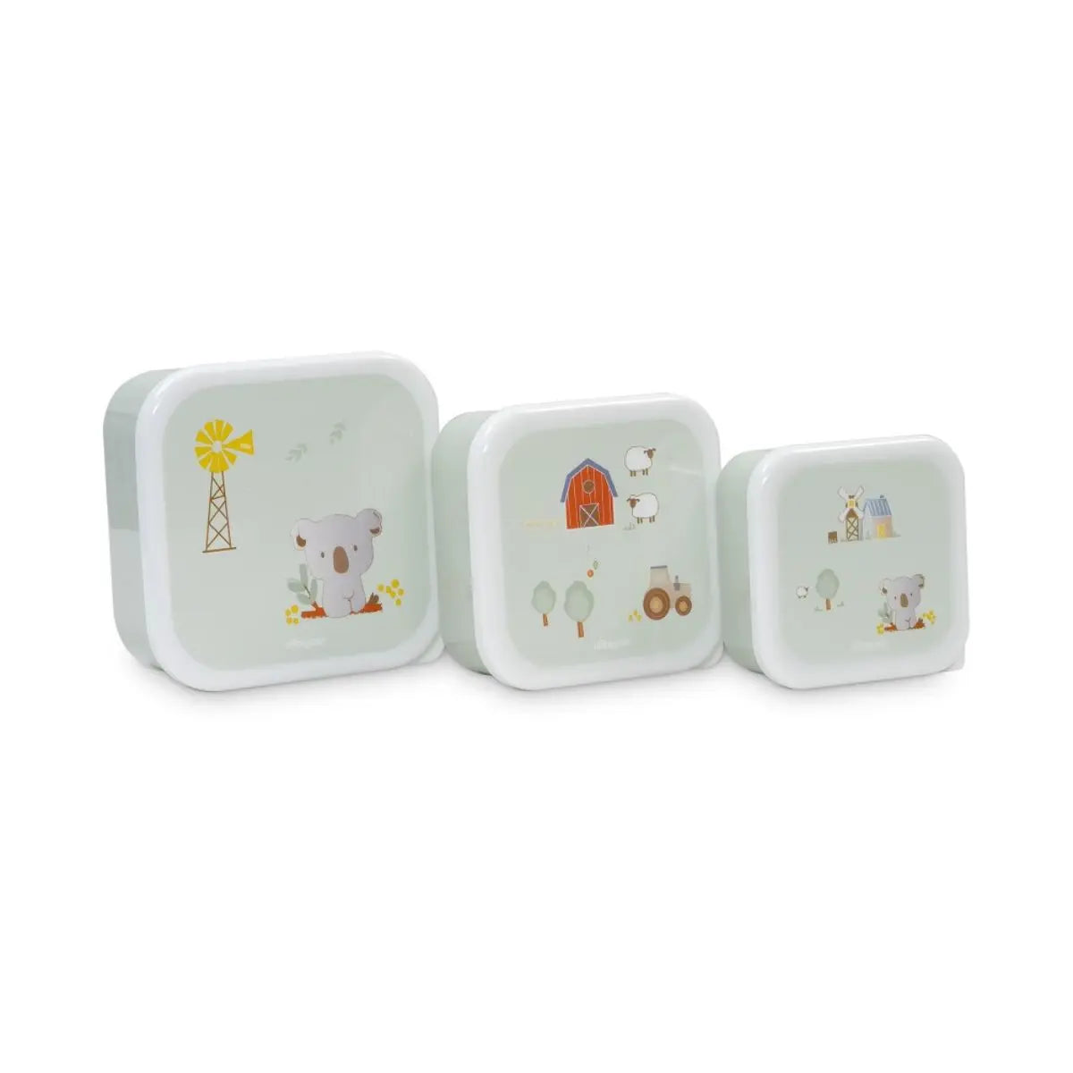 SET DESAYUNO 3 PIEZAS MODELO GRANJA KOALA VERDE INTERBABY