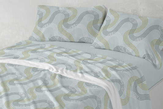 JUEGO SABANAS NACARINA 026 VERDE BURRITO BLANCO