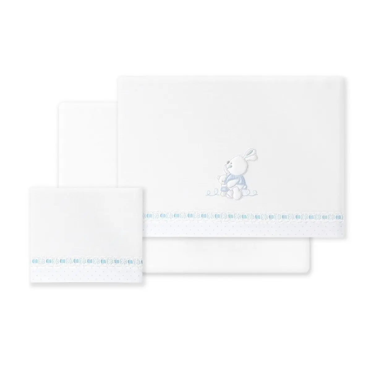 TRIPTICO TELA CONEJITOS ABRAZOS PASACINTA BCO/AZUL INTERBABY