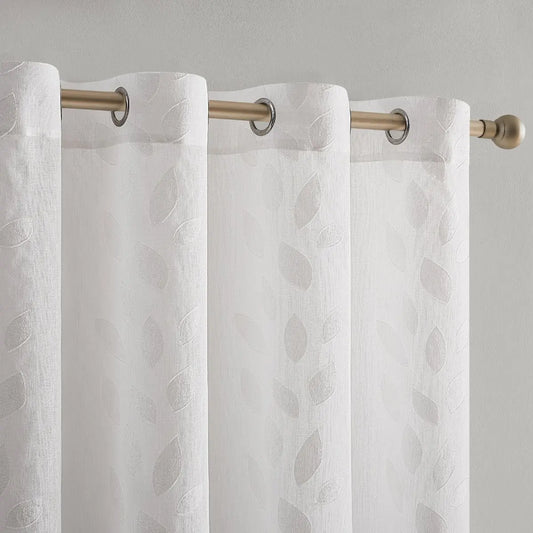 VISILLO JACQUARD HOJAS VD-5406 BLANCO 140X265 CAMALTEX