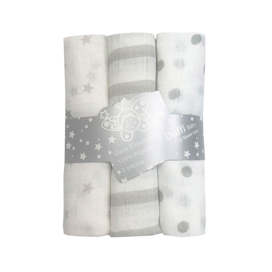 MUSELINA ESTAMPADA ALGODON 702 PLATA DUFFI