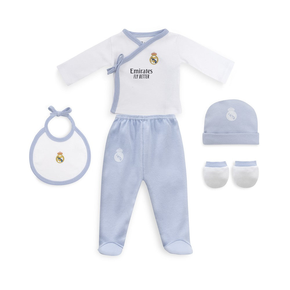 SET REGALO 5 PCS 100% ALG. T 0-6M AZUL REAL MADRID