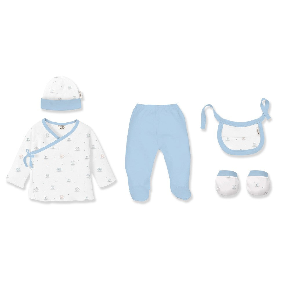 SET REGALO 5 PCS BAMBOO T 0-6M OSOS PELUCHE AZUL INTERBABY