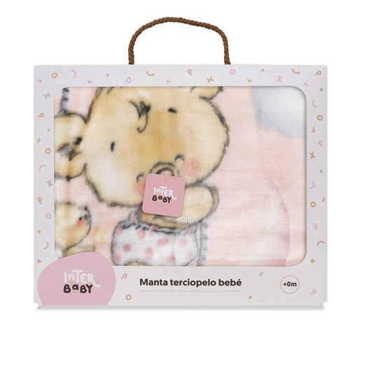 MANTA RACHEL OSITO NUBE 110X140 ROSA INTERBABY
