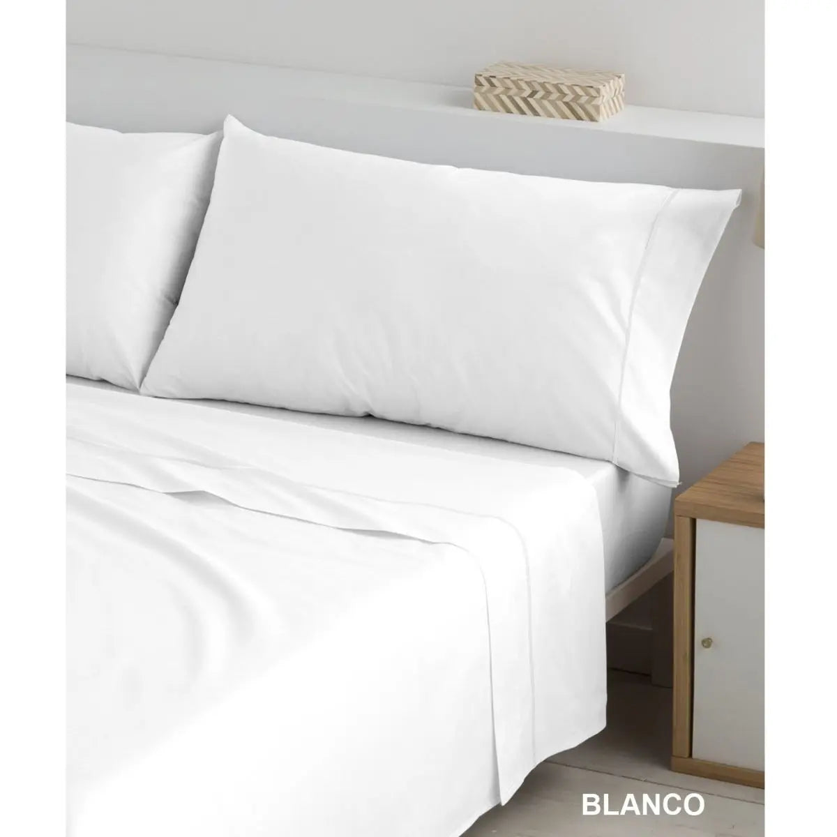 JUEGO DE SABANAS TELA LISO BASIC BLANCO POLO POLO
