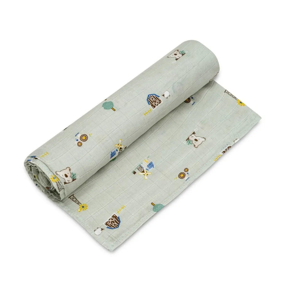 MUSELINA 120 x 120 MODELO GRANJA KOALA VERDE INTERBABY