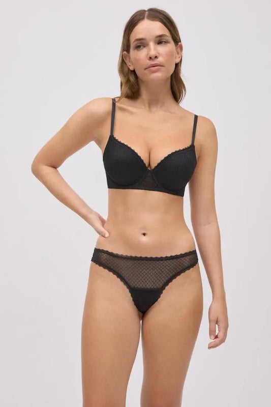 CONJUNTO SUJETADOR 10788 PUSH-UP TANGA NEGRO YSABEL MORA