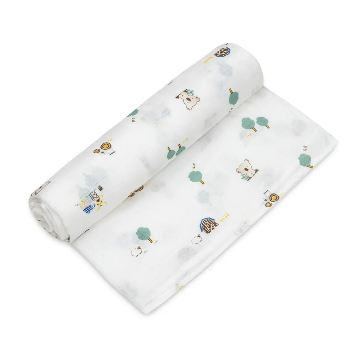 MUSELINA 120 x 120 MODELO GRANJA KOALA BLANCO INTERBABY