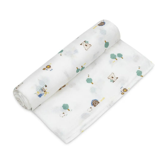 MUSELINA 120 x 120 MODELO GRANJA KOALA BLANCO INTERBABY