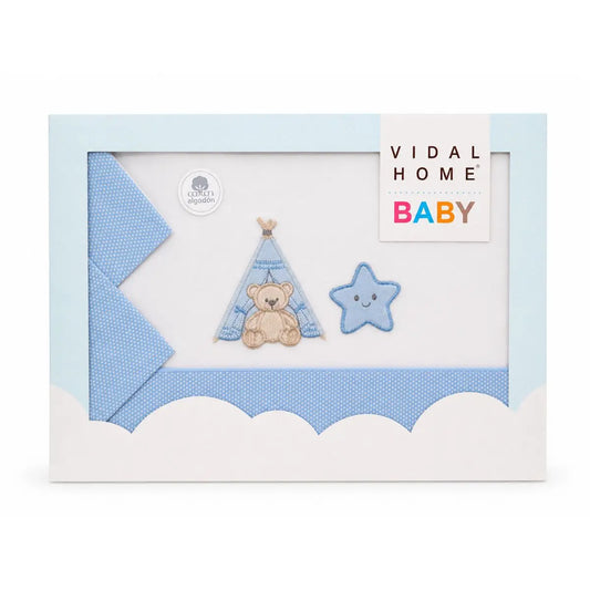JUEGO DE SABANAS TELA 11055 BLANCO/AZUL VIDAL HOME BABY