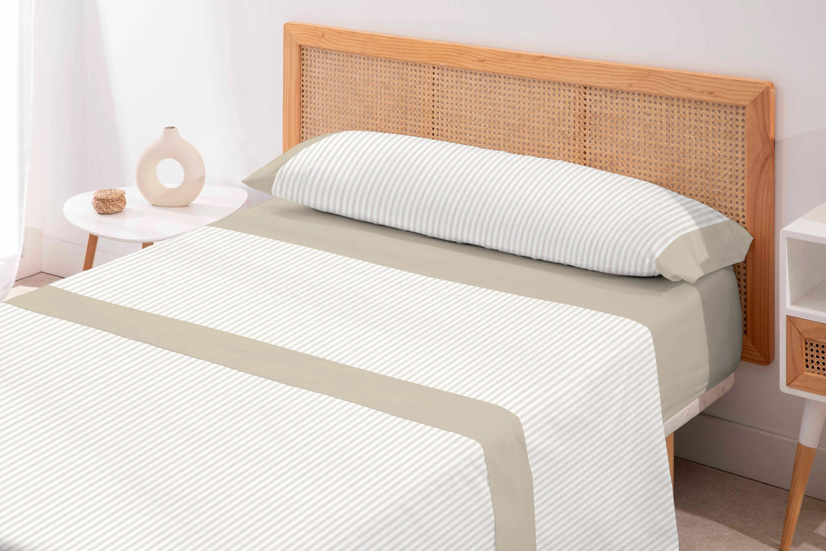 JUEGO DE SABANAS TELA NESALI BEIGE KARAMELO