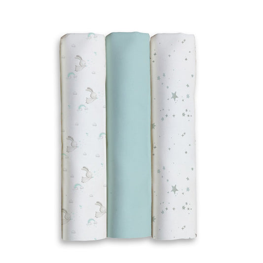 PACK 3 GASAS 80X80 CONEJITOS ESTRELLAS VERDE INTERBABY