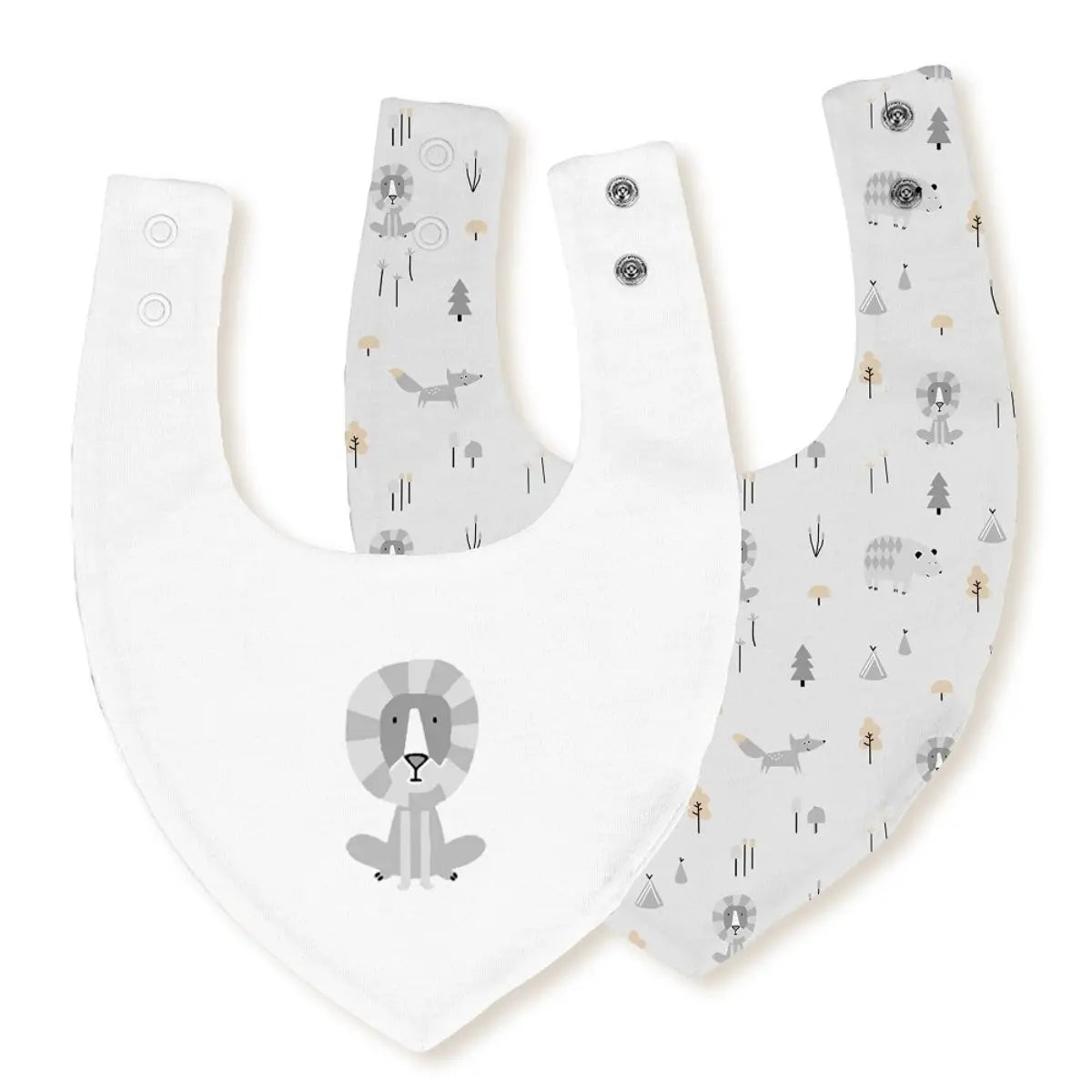 PACK 2 BABEROS BANDANA 339 20X30 FOX BCO/GRIS INTERBABY