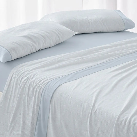 JUEGO DE SABANAS TELA 297 AZUL BURRITO BLANCO
