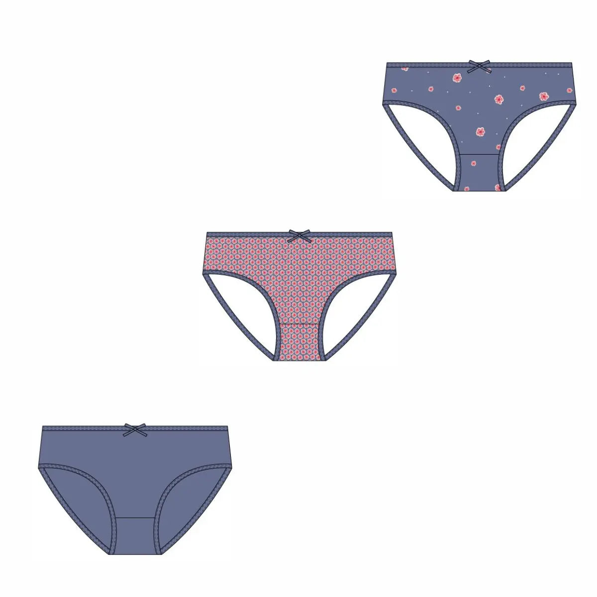 PACK 3 BRAGITAS NIÑA REF 101 FLOWERS WATERLEMON