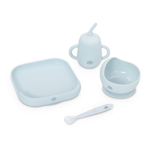 SET VAJILLA 4 PCS DE SILICONA MOCKUP AZUL INTERBABY
