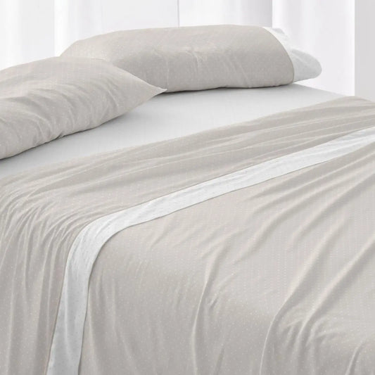 JUEGO DE SABANAS TELA 238 BEIGE BURRITO BLANCO