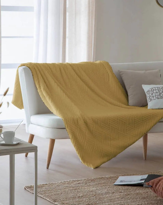 MANTA PLAID DARIEL 150X200CM MOSTAZA ANTILO
