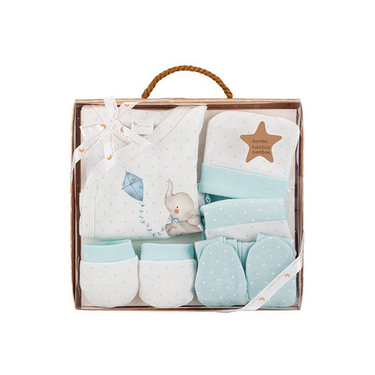SET REGALO 5 PCS 100%ALG  T 0-6M ELEFANTITO AZUL INTERBABY