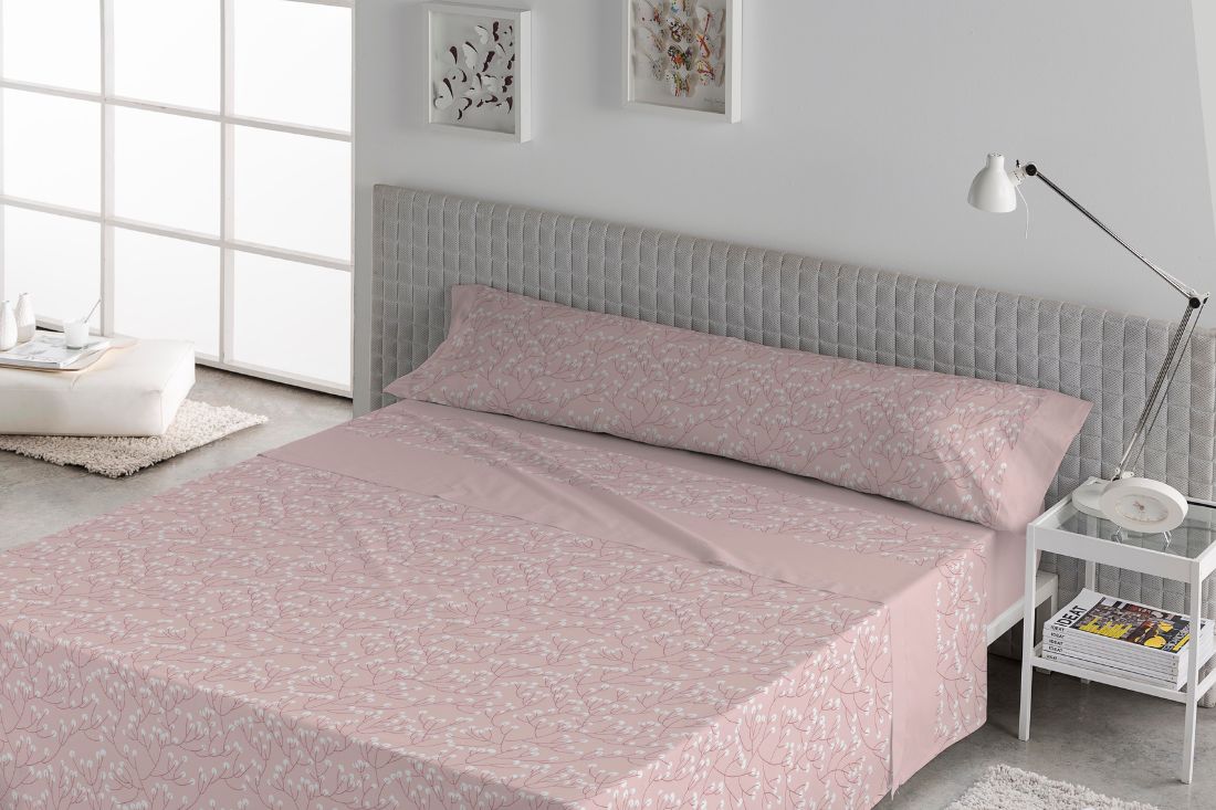 JUEGO DE SABANAS TELA ANDIA ROSA PALO KARAMELO