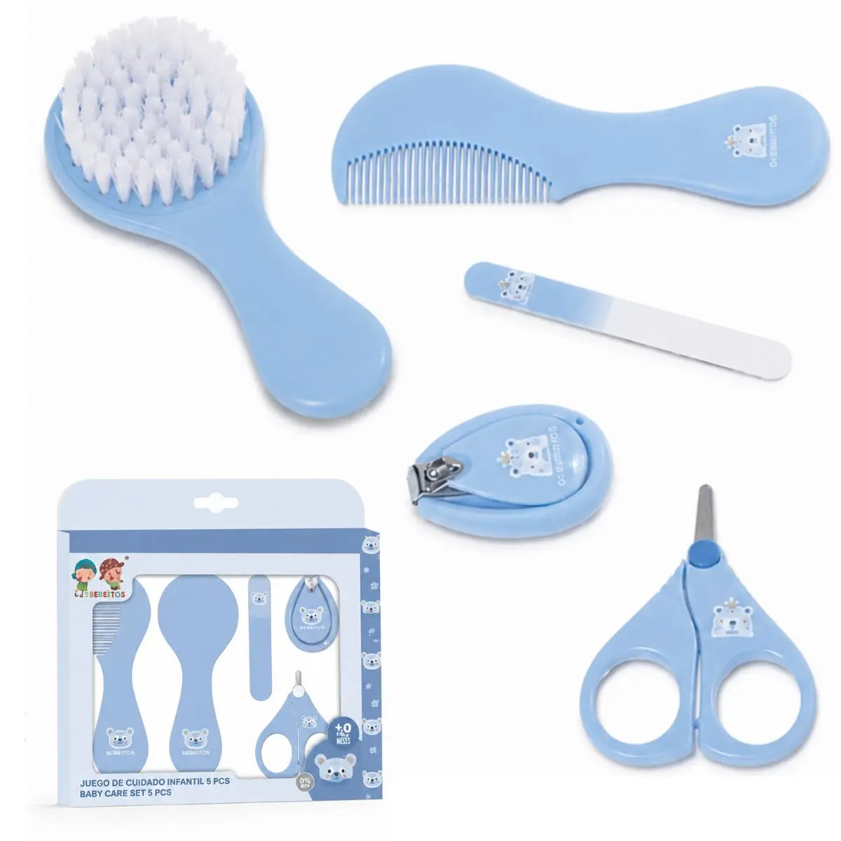 JUEGO CUIDADO INFANTIL 5 PZS 11098 AZUL GAMBERRITOS