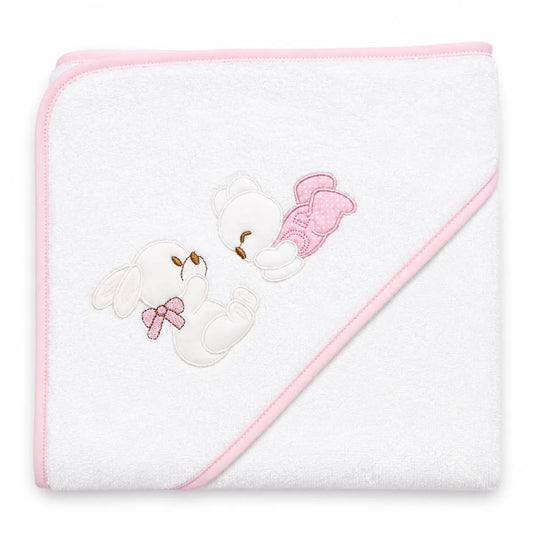 CAPA DE BAÑO OSITO BCO/ROSA 100X100 BEBEGIRO